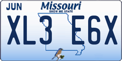 MO license plate XL3E6X