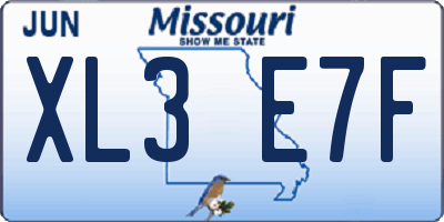 MO license plate XL3E7F