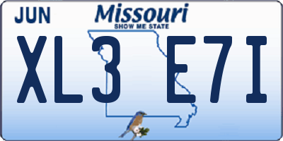 MO license plate XL3E7I