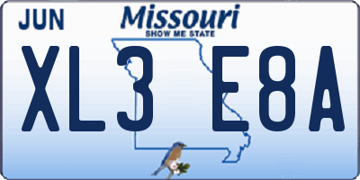 MO license plate XL3E8A