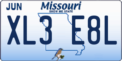 MO license plate XL3E8L