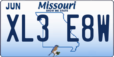 MO license plate XL3E8W
