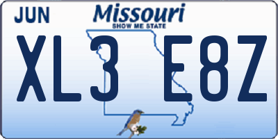 MO license plate XL3E8Z