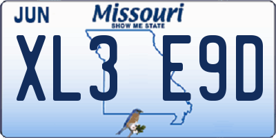 MO license plate XL3E9D