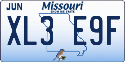 MO license plate XL3E9F