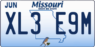 MO license plate XL3E9M