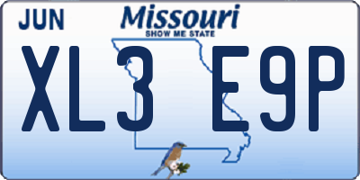 MO license plate XL3E9P