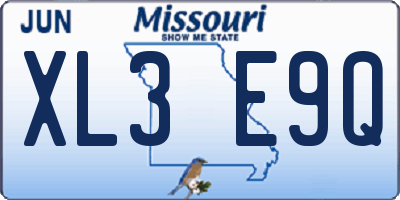 MO license plate XL3E9Q