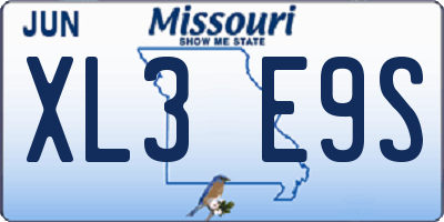 MO license plate XL3E9S