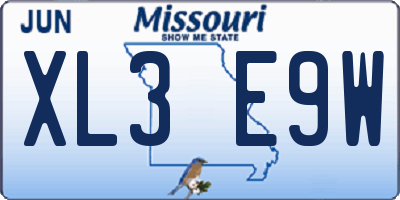 MO license plate XL3E9W