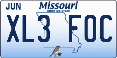MO license plate XL3F0C