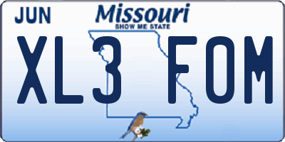 MO license plate XL3F0M
