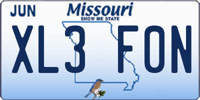 MO license plate XL3F0N