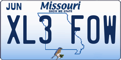MO license plate XL3F0W