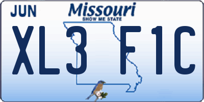 MO license plate XL3F1C