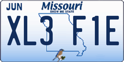 MO license plate XL3F1E