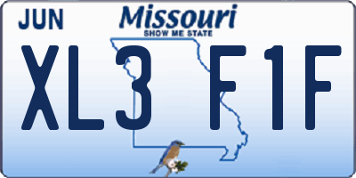 MO license plate XL3F1F