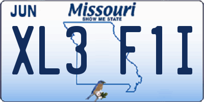 MO license plate XL3F1I