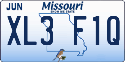 MO license plate XL3F1Q