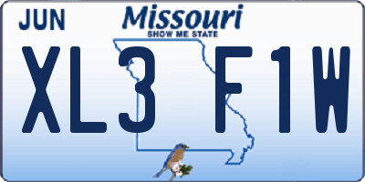 MO license plate XL3F1W