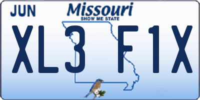 MO license plate XL3F1X