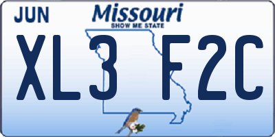 MO license plate XL3F2C