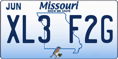 MO license plate XL3F2G