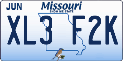 MO license plate XL3F2K