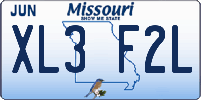 MO license plate XL3F2L