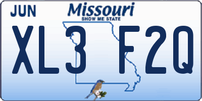MO license plate XL3F2Q