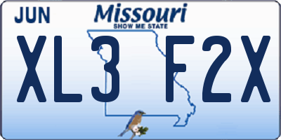 MO license plate XL3F2X