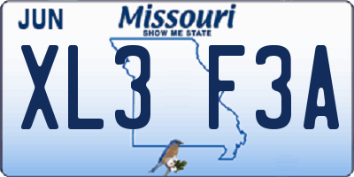 MO license plate XL3F3A