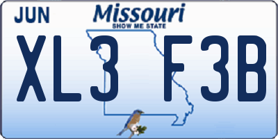 MO license plate XL3F3B