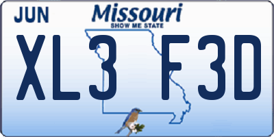 MO license plate XL3F3D