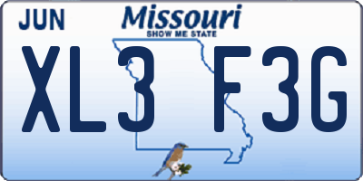 MO license plate XL3F3G
