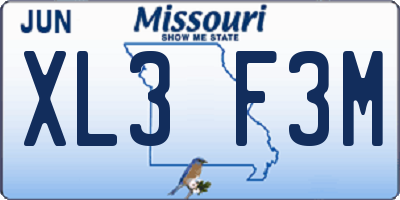 MO license plate XL3F3M