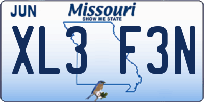 MO license plate XL3F3N