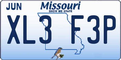 MO license plate XL3F3P