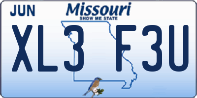 MO license plate XL3F3U