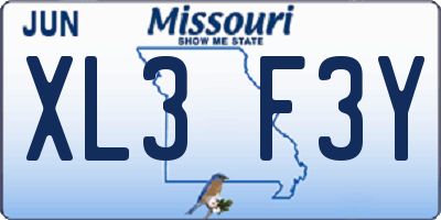 MO license plate XL3F3Y