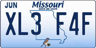 MO license plate XL3F4F