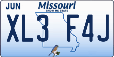 MO license plate XL3F4J