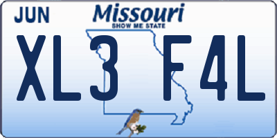 MO license plate XL3F4L