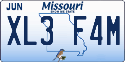 MO license plate XL3F4M