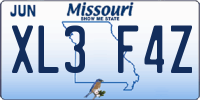 MO license plate XL3F4Z