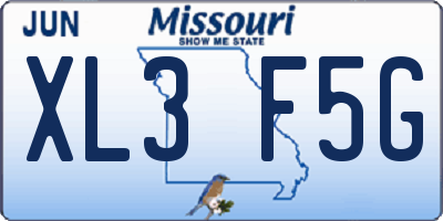 MO license plate XL3F5G