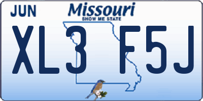 MO license plate XL3F5J