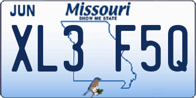 MO license plate XL3F5Q