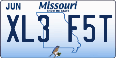 MO license plate XL3F5T