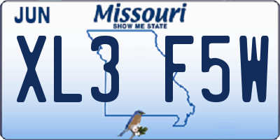 MO license plate XL3F5W